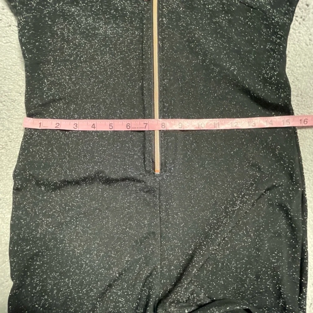 Savage x Fenty Jumpsuit Small Black Glitter Hooded Loungewear Zip Up Stretch - Picture 7 of 14